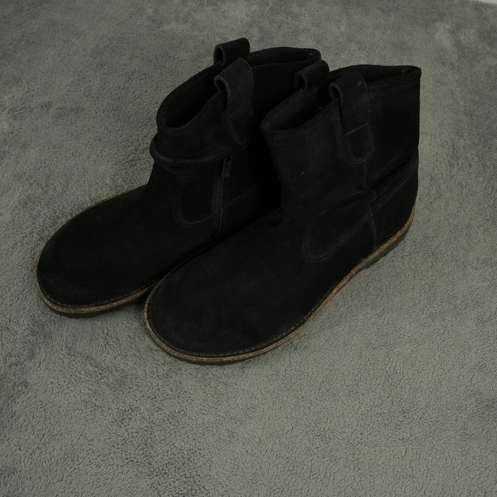 Birkenstock Luton Zip Womens Size 41 Regular Black Suede Side Zip Cork Midsole